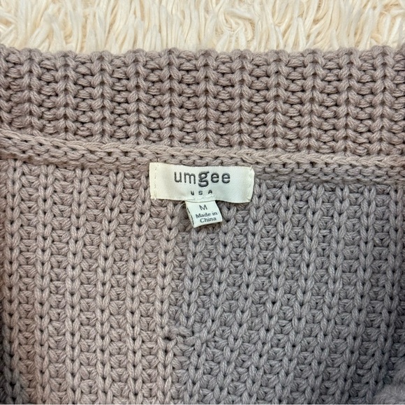 Umgee USA Sweater Cowl Neck Chunky Knit Pullover Baggy turtle neck size M taupe - Picture 5 of 6